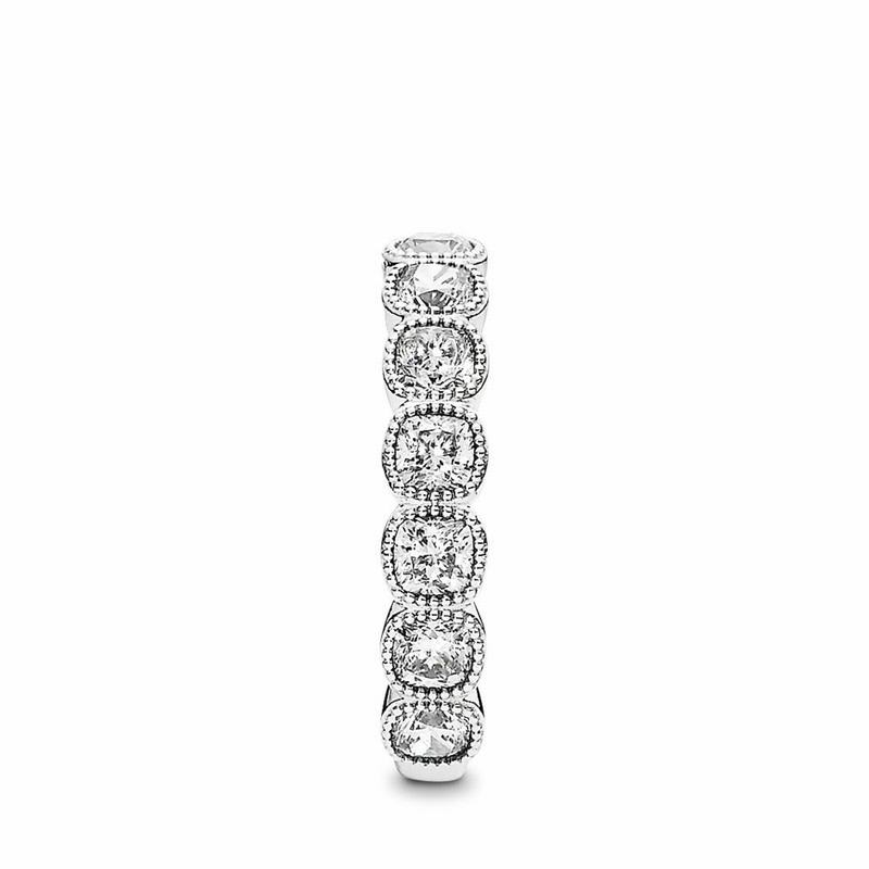 Pandora Allustackable Ring Cushion Stackable Ring Ireland - Sterling Silver/Cubic Zirconia - 715386X